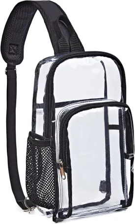 Edraco Clear Sling Bag, Clear Bag Stadium Approved, Large Capacity Shoulder Backpack for Men & Women