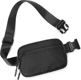 Entchin Crossbody Belt Bag 4-Zipper Pocket Fanny Pack for Women Adjustable Waist Bag for Walking shopping, cycling, or traveling (Black)