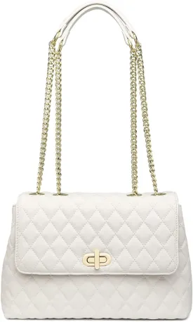 ER.Roulour Quilted Crossbody Bags for Women, Trendy Roomy Shoulder Handbags with Flap Gold Hardware Chain Purses Shoulder Bag