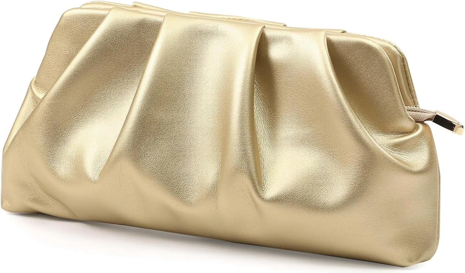 Evening Bag for Women Ruched Clutch Purse Detachable Metal Chain Crossbody Bag