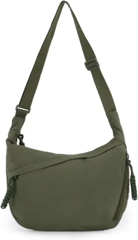 Fecialy Crescent Hobo Crossbody Bag - Multi-Pocket Sling Moon Slouchy Dumpling Bag for Women & Men