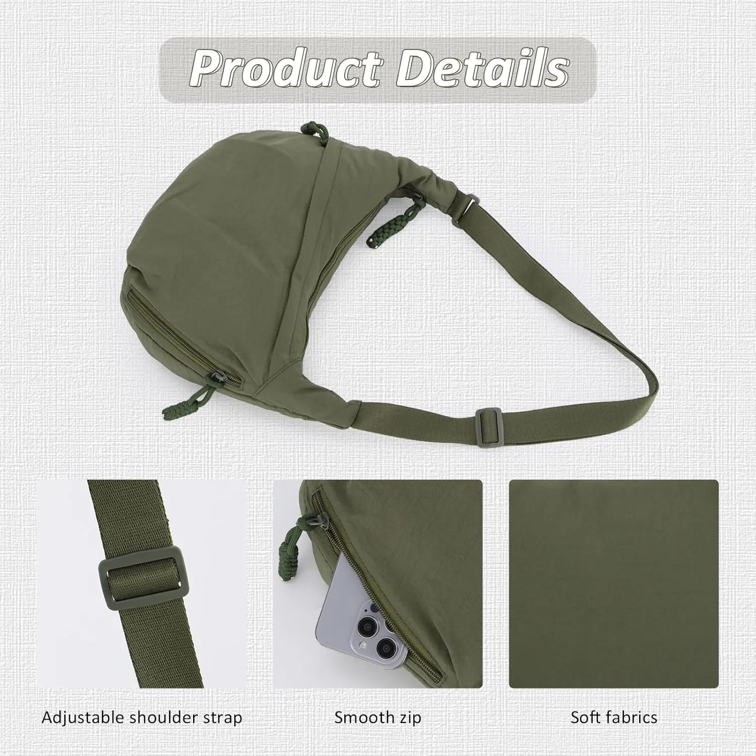 Fecialy Crescent Hobo Crossbody Bag - Multi-Pocket Sling Moon Slouchy Dumpling Bag for Women & Men