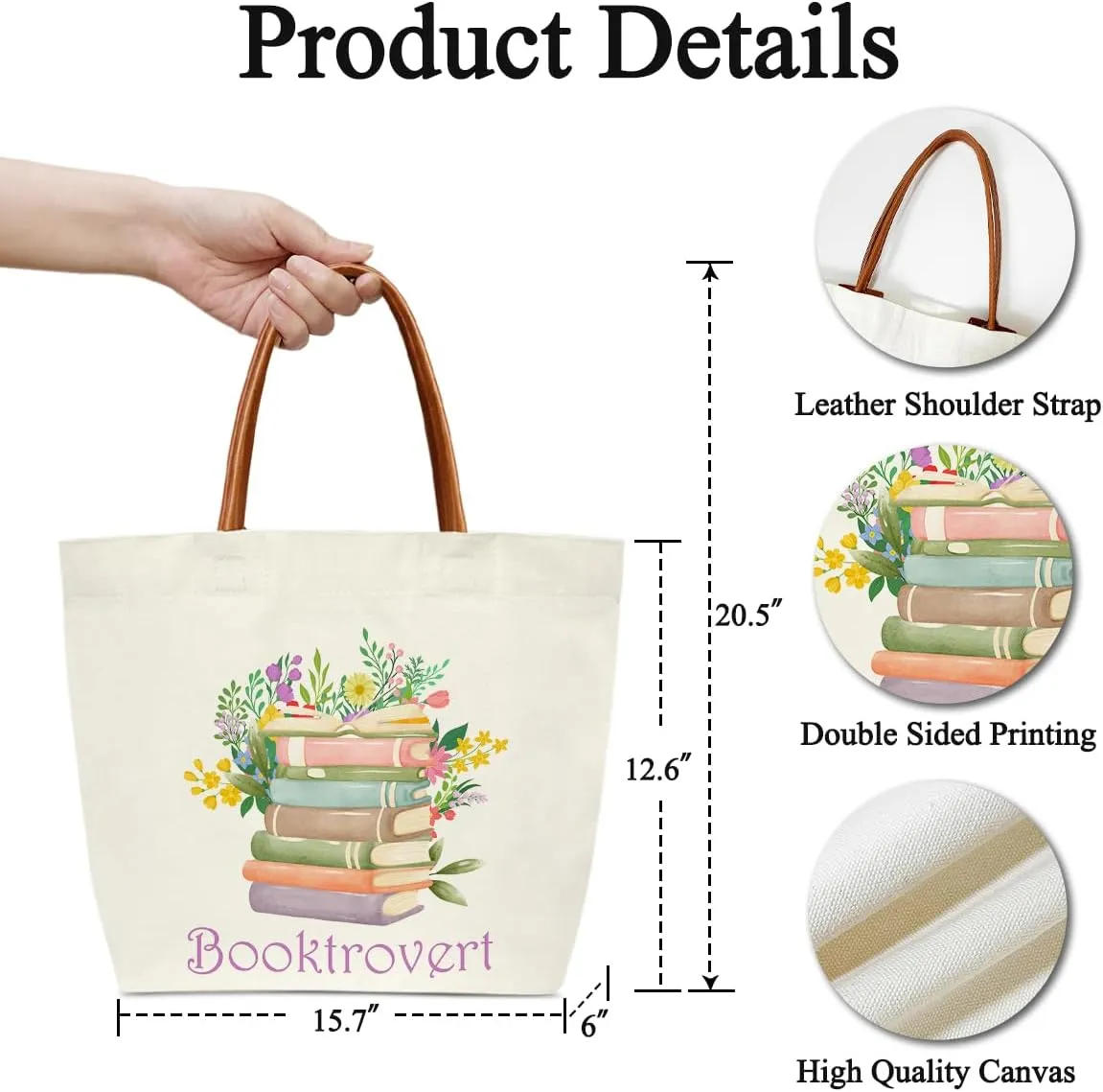Floral Tote, Library Bag - Book Lovers & Club Gifts for Women - 29