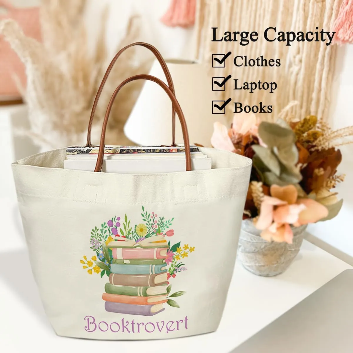 Floral Tote, Library Bag - Book Lovers & Club Gifts for Women - 29