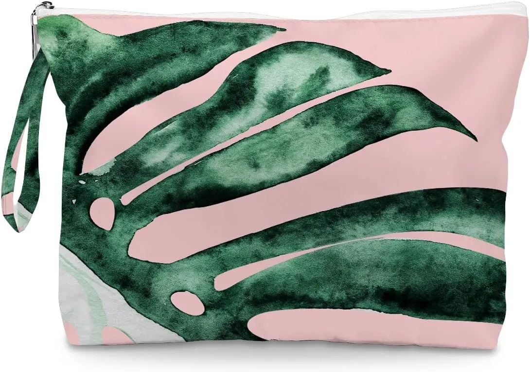 Fokongna Palm leaves Wet Bag Travel Wet Dry Bag Beach Bag Diaper Bag Wet Bag For Swimsuit Travel Makeup Bag Toiletry Bag