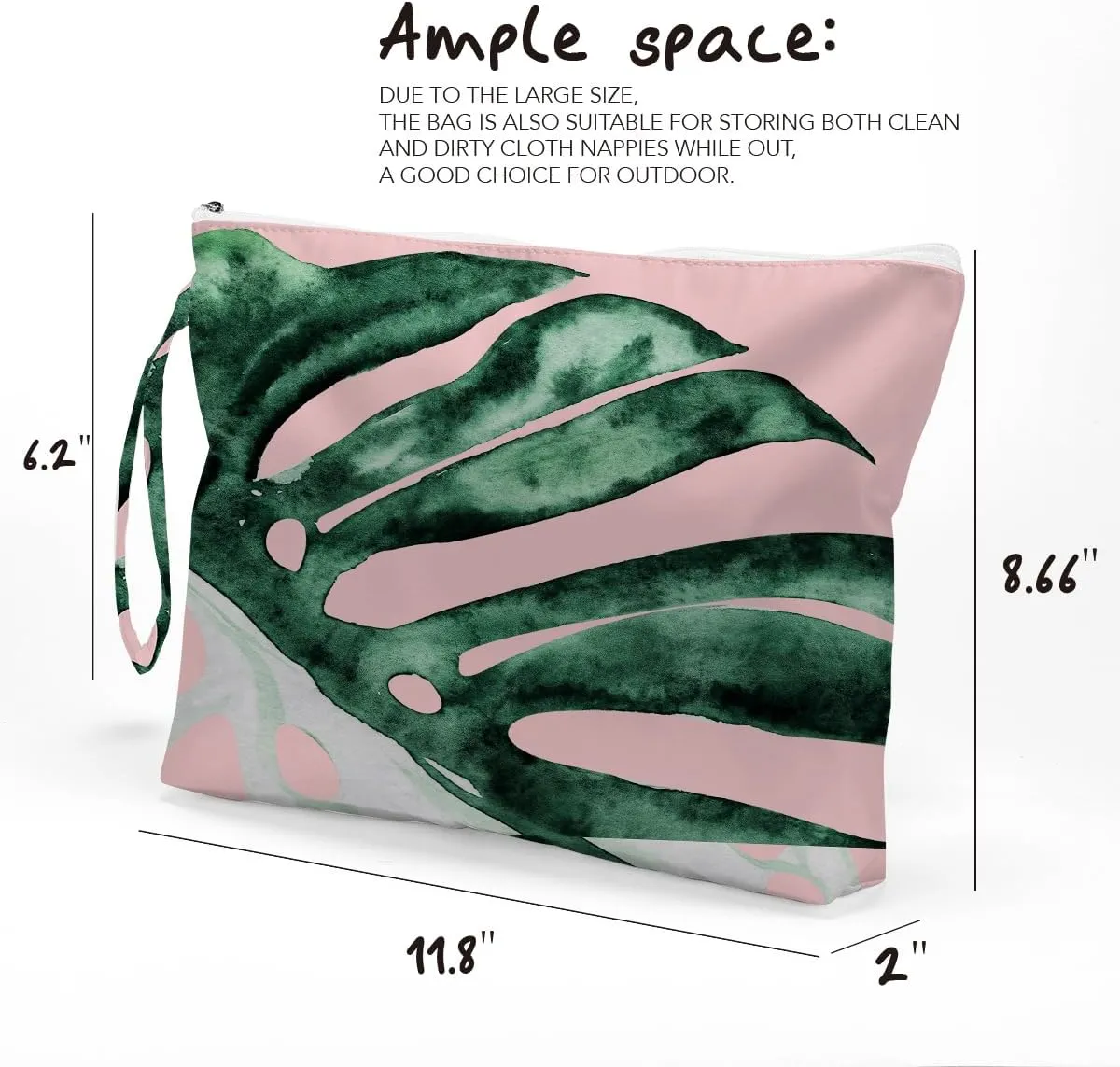 Fokongna Palm leaves Wet Bag Travel Wet Dry Bag Beach Bag Diaper Bag Wet Bag For Swimsuit Travel Makeup Bag Toiletry Bag
