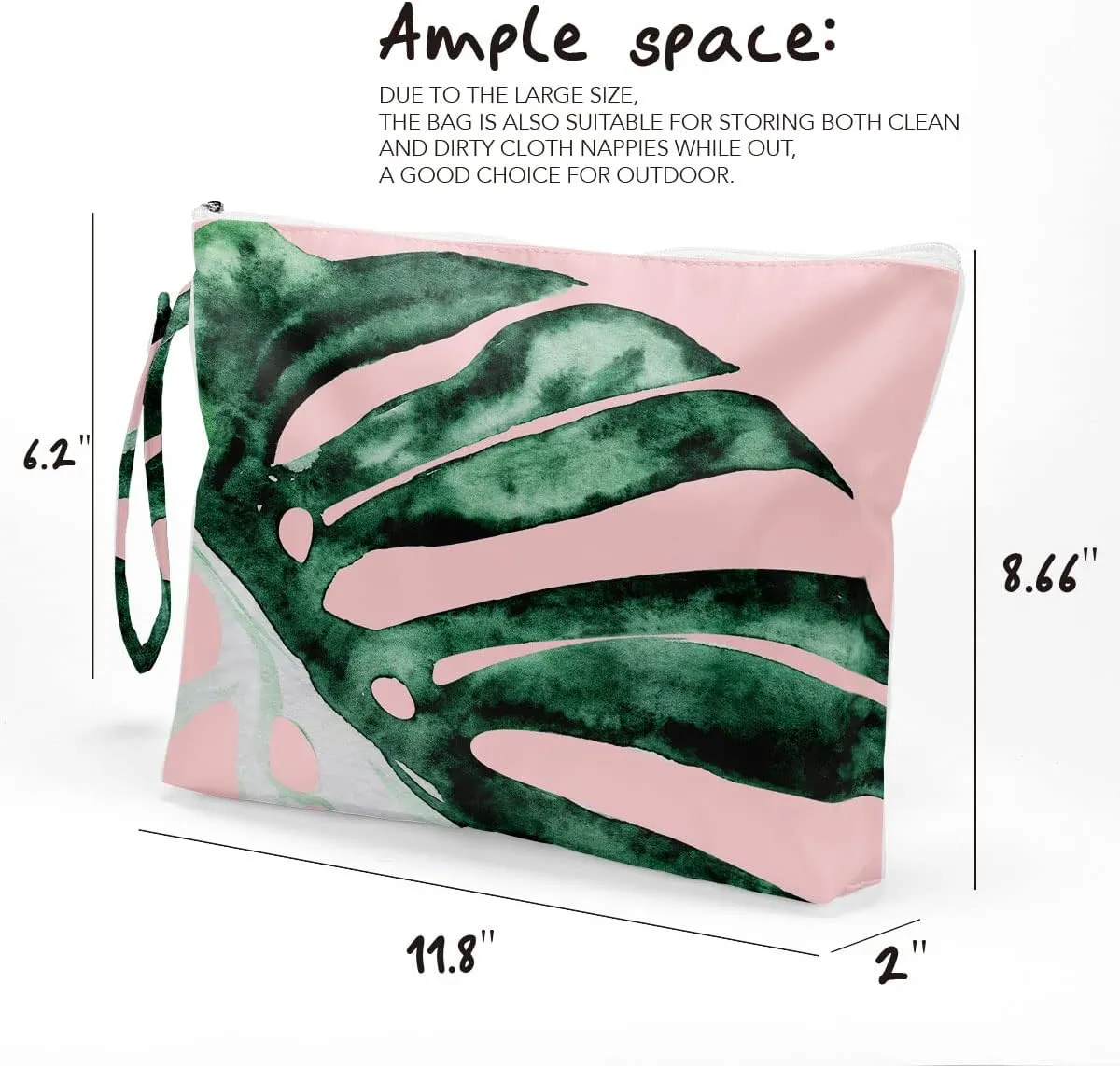 Fokongna Palm leaves Wet Bag Travel Wet Dry Bag Beach Bag Diaper Bag Wet Bag For Swimsuit Travel Makeup Bag Toiletry Bag