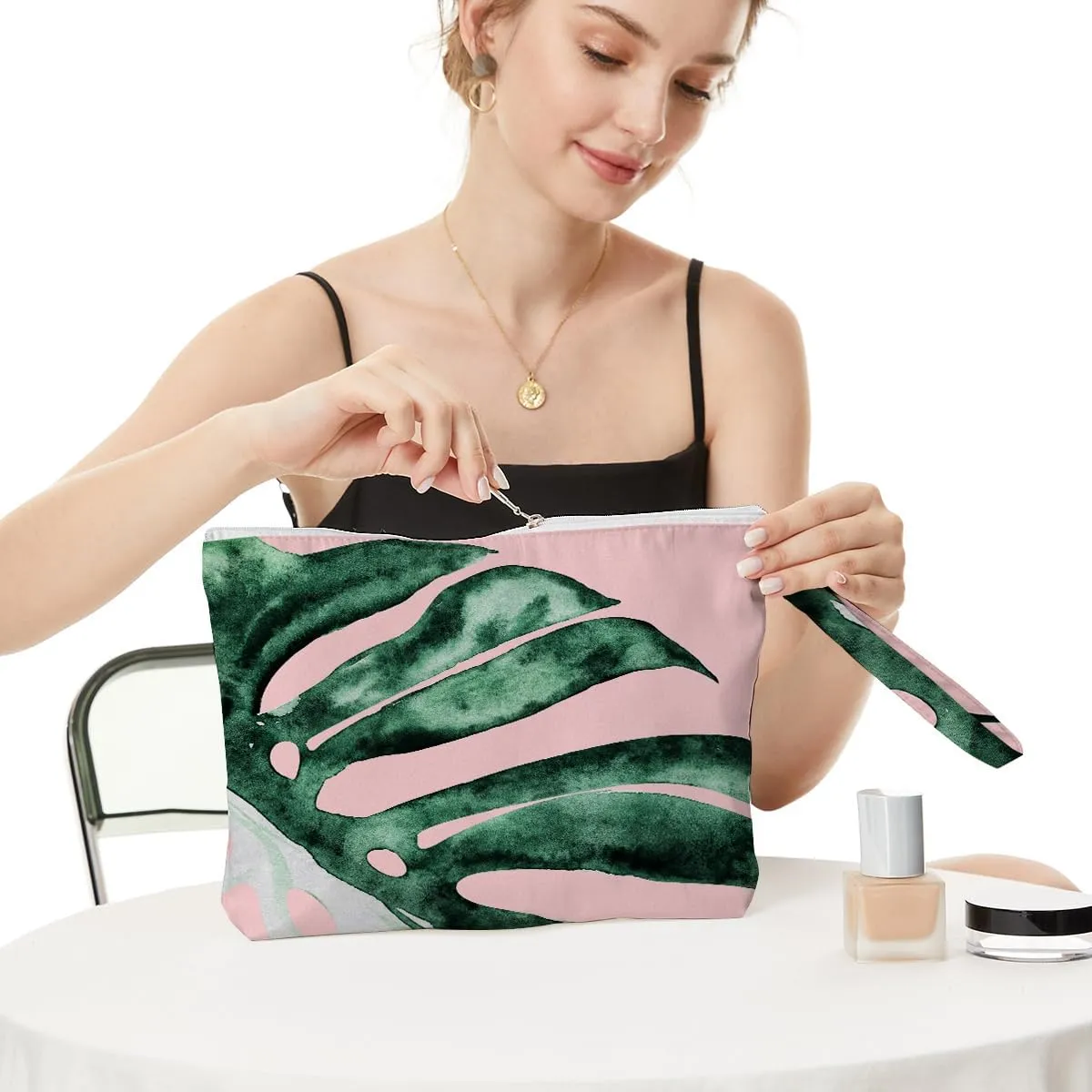 Fokongna Palm leaves Wet Bag Travel Wet Dry Bag Beach Bag Diaper Bag Wet Bag For Swimsuit Travel Makeup Bag Toiletry Bag