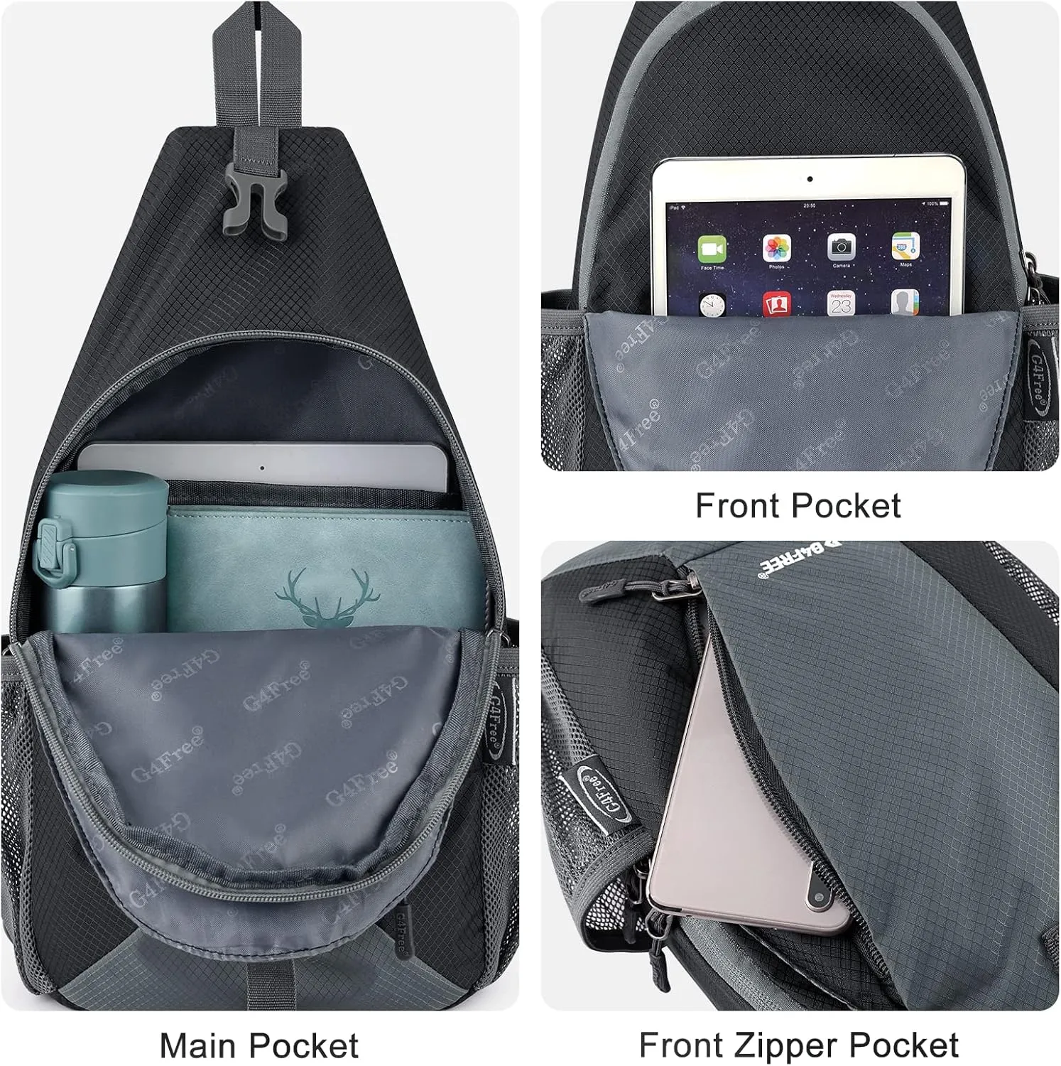 G4Free RFID Sling Bag Crossbody Backpack Small Chest Shoulder Backpack Hiking Outdoor