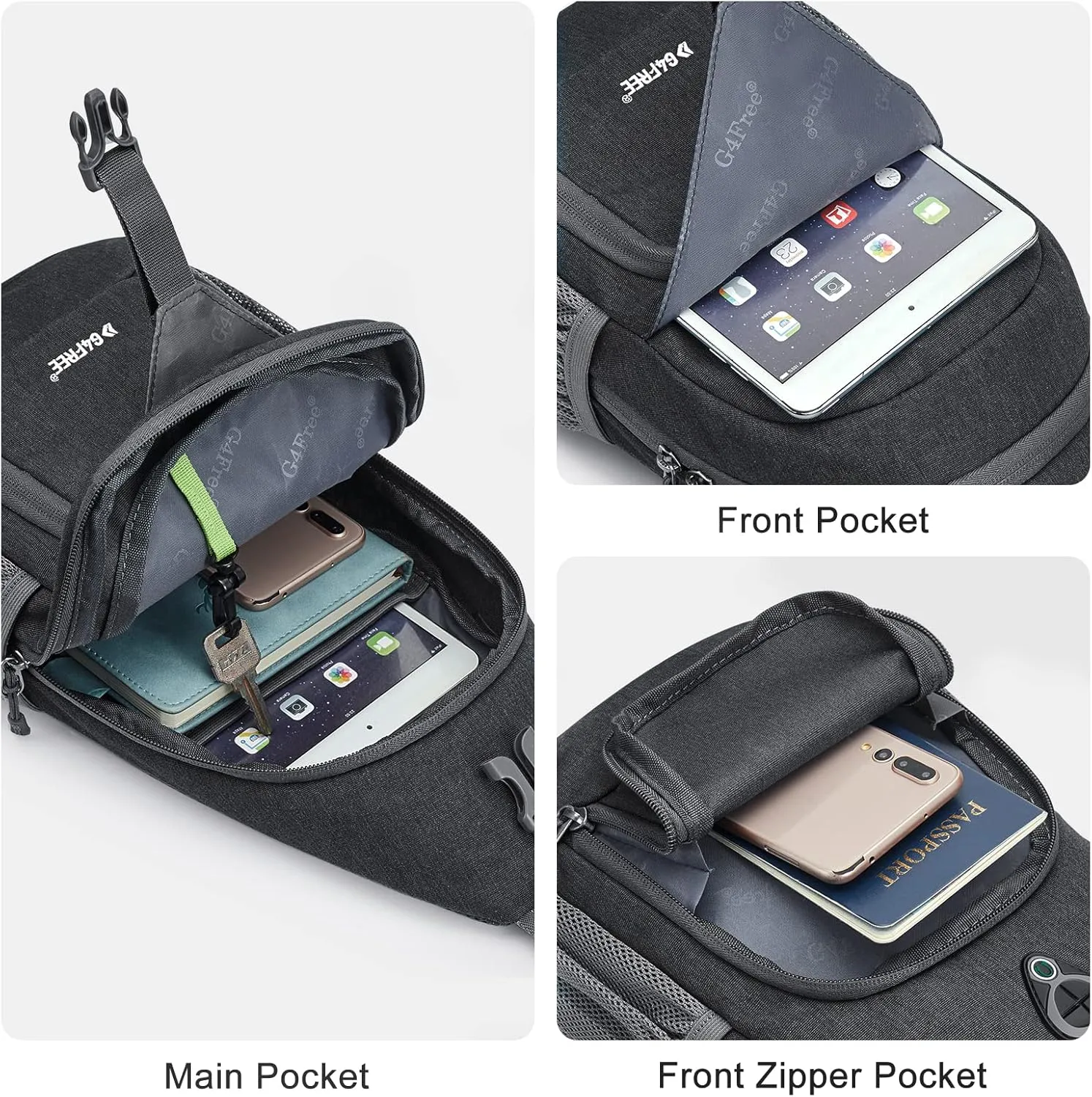 G4Free RFID Sling Bag Crossbody Backpack Small Chest Shoulder Bag Hiking Outdoor