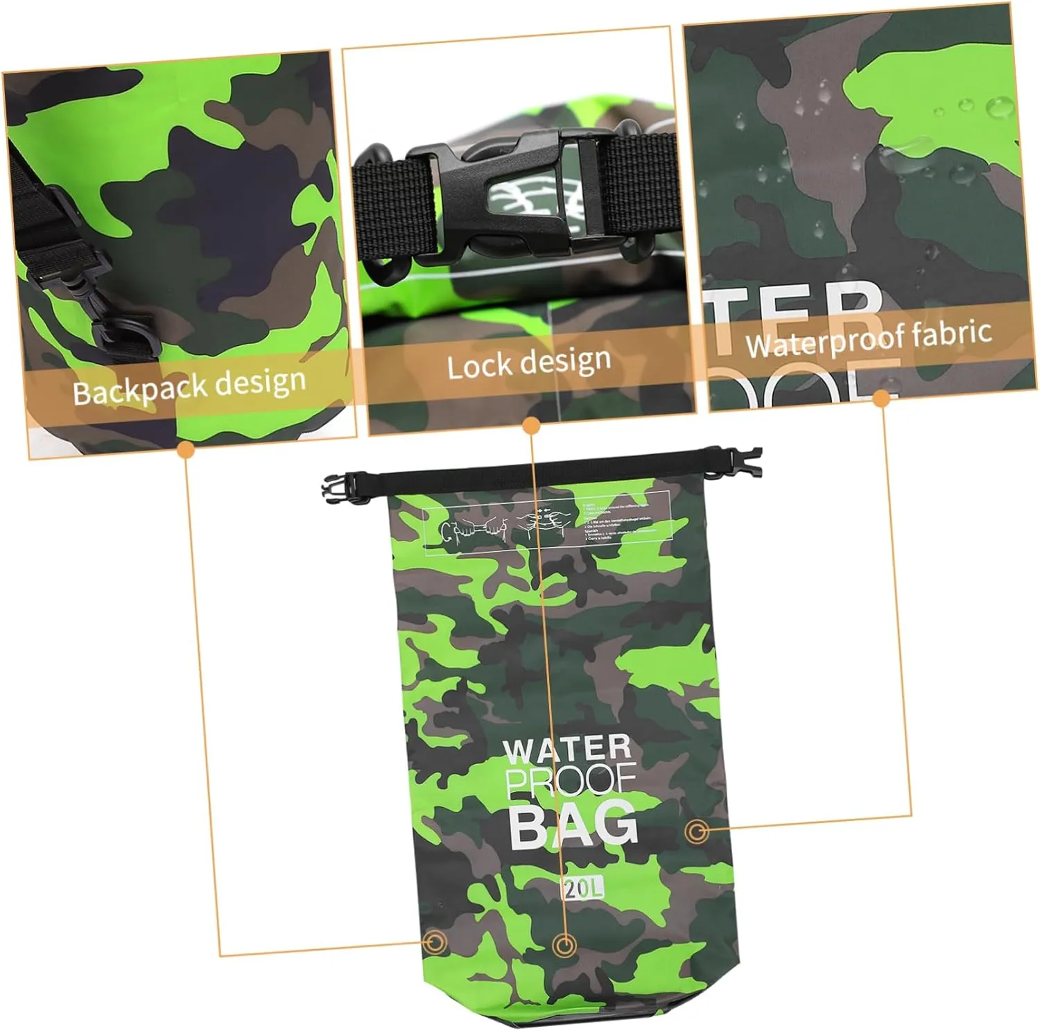Garneck 1pc waterproof bucket bag Portable Storage Pouch Dry Storage Bag Water Floating Bag Beach Shoulder Bag Rafting storage bag Outdoor Bag Outdoor Supplies outdoor product pvc light