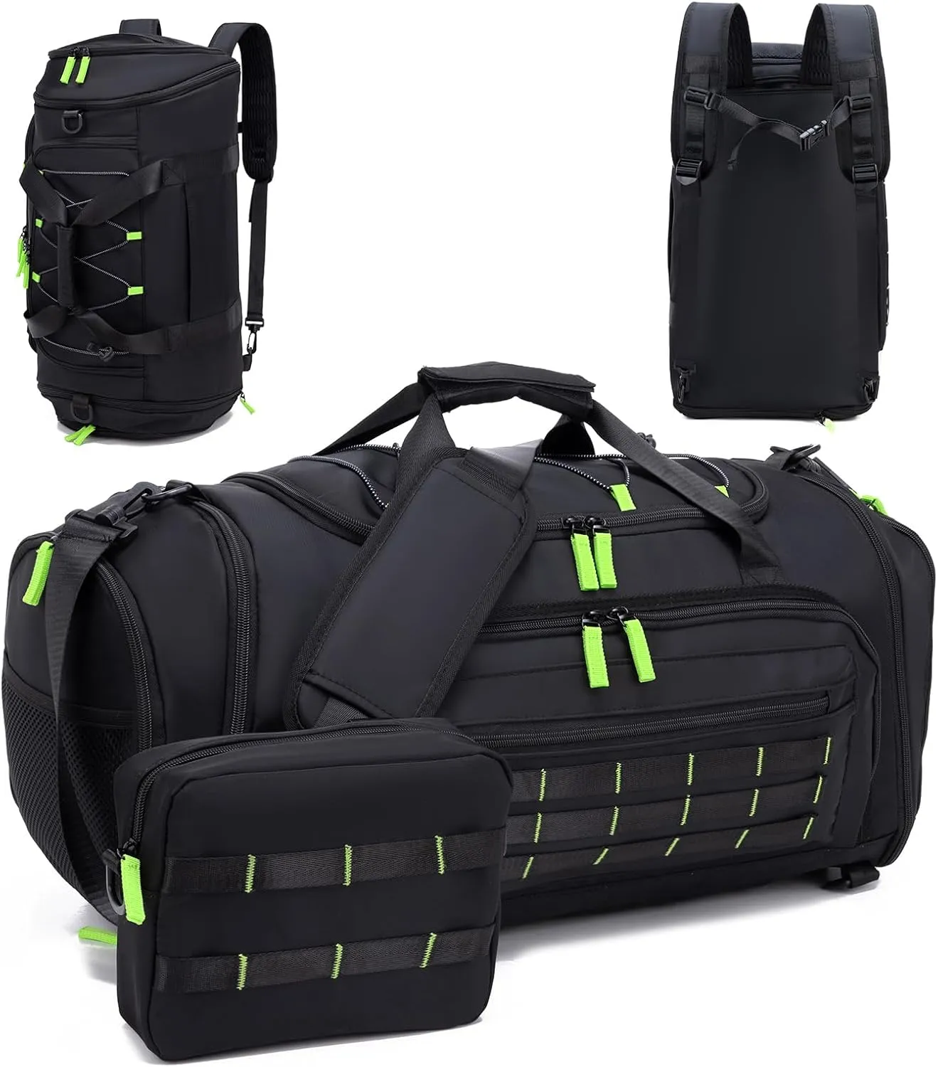 Gym Bags for Men & Women,46L Sports Travel Duffel Bag with Shoe Compartment,Expandable Carry On Weekender Bag for Airplane,Water Resistant Workout Overnight Backpack for Travel Gym,Black