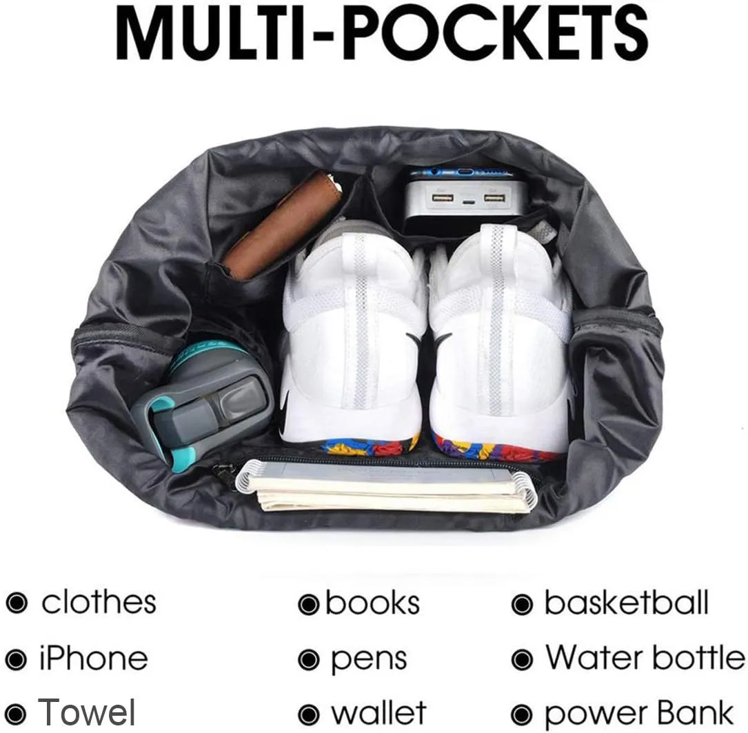 Gym Drawstring Backpack Water Resistant String Bag Nylon Cinch Sport Bag Leaf Sackpack