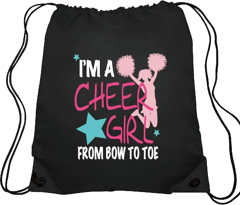 Haizct I'm A Cheer Drawstring Backpack, Cheerleading Drawstring Gym Bag for Cheerleaders Draw String Backpack Gym Sports Sack Bag Cheerleading Gifts for woman