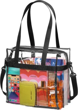 Handy Laundry Clear Tote Bag Stadium Approved - Shoulder Straps and Zippered - Clear Bag for Work, Sports Games and Concerts
