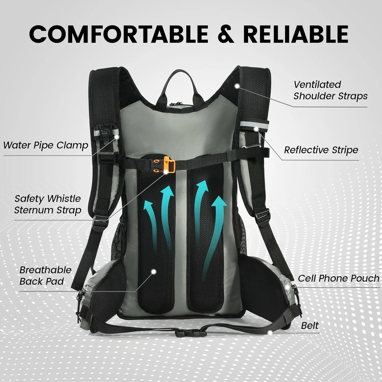 Hiking Backpack with 3L Water Bladder, 18L Hydration Pack Backpack for Women & Men, Lightweight Day Pack, Hydropack for Hiking, Cycling