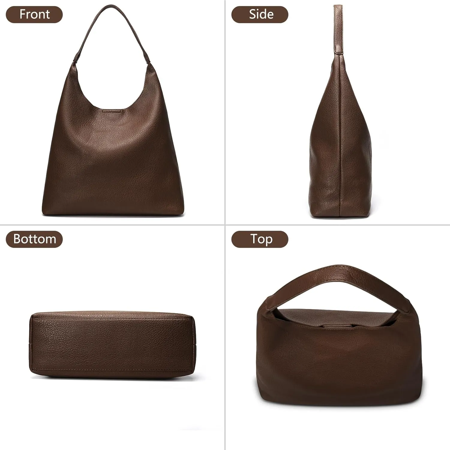Hobo Bags for Women, Soft Vegan Leather Shoulder Handbags, Slouchy Tote Purses for Work, Travel, School