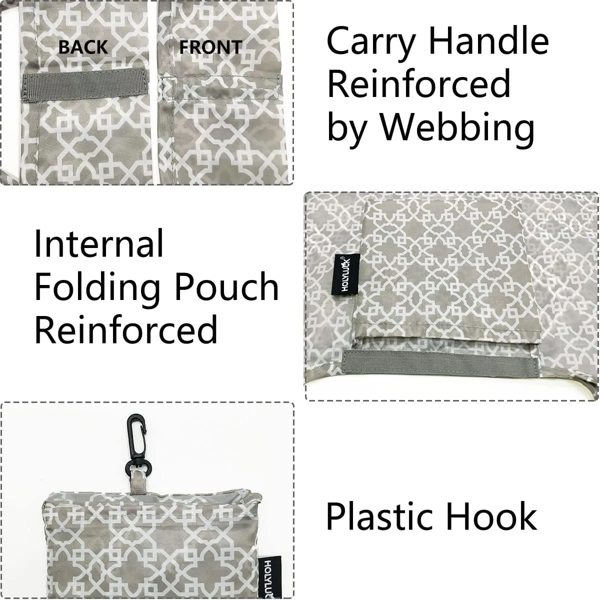 HOLYLUCK Reusable Grocery Bags,Heavy Duty Foldable Shopping Tote Bag (Extra Large, 3 Large Maze)