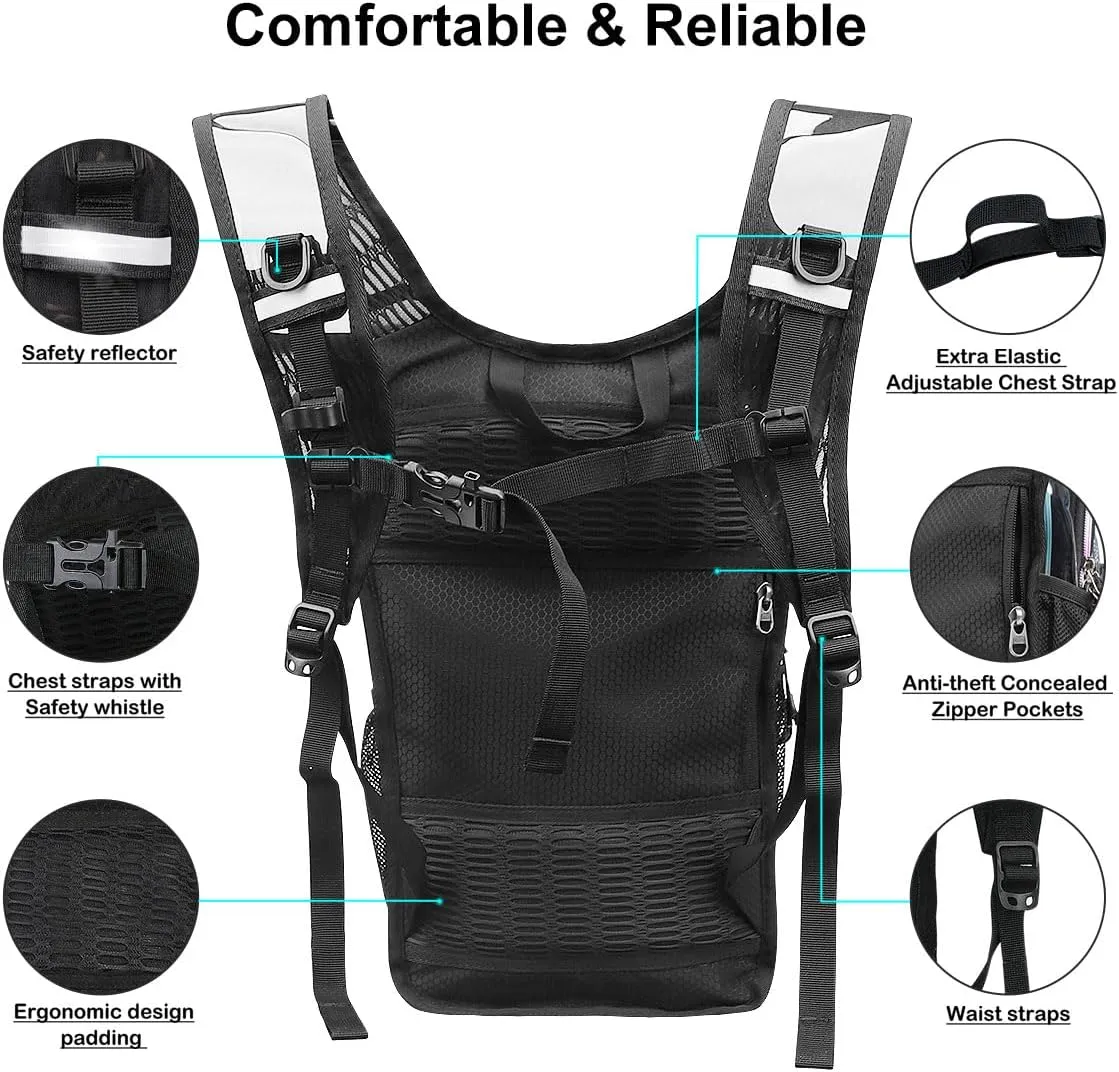 Hydration Backpack Pack, Water Backpack 20L Capacities Included 2L Hydration Bladder, Festival Essential - Rave Hydration Pack Hydropack Hydro for Hiking, Running, Biking, Festival Gear