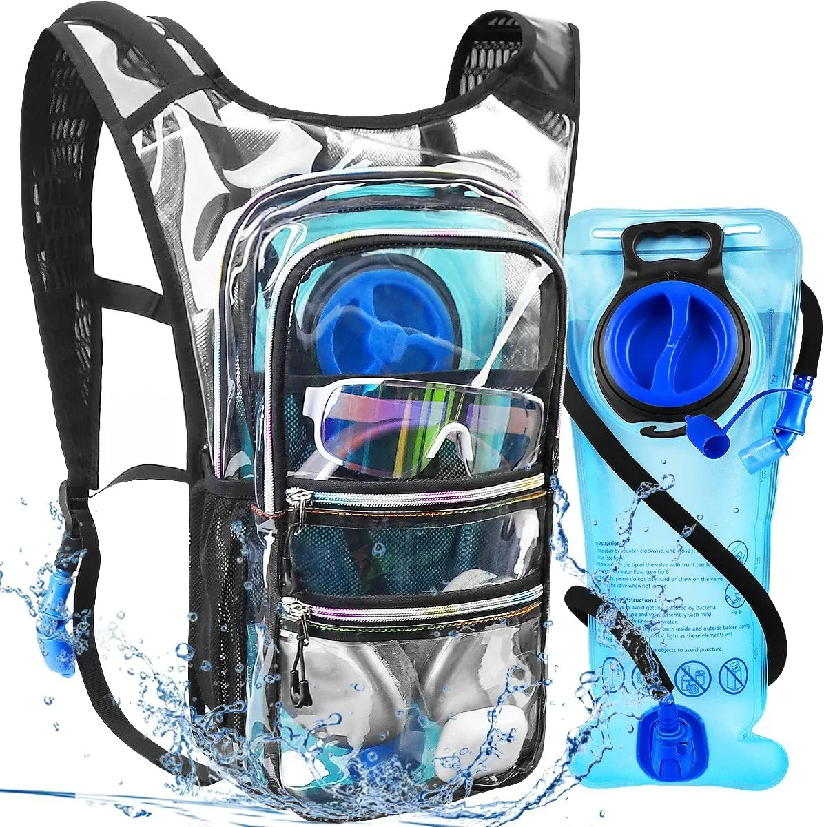 Hydration Backpack Pack, Water Backpack 20L Capacities Included 2L Hydration Bladder, Festival Essential - Rave Hydration Pack Hydropack Hydro for Hiking, Running, Biking, Festival Gear