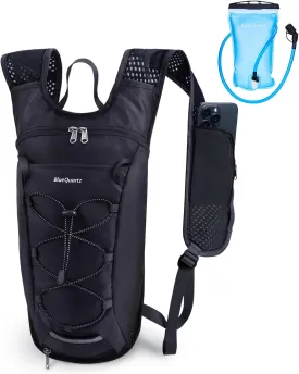 Hydration Backpack with 2L Water Bladder, Hiking Water Backpack for Women Men, Lightweight Cycling Daypack with Phone Pocket & Helmet Net Bag, Hydration Pack for Biking, Running, Skiing