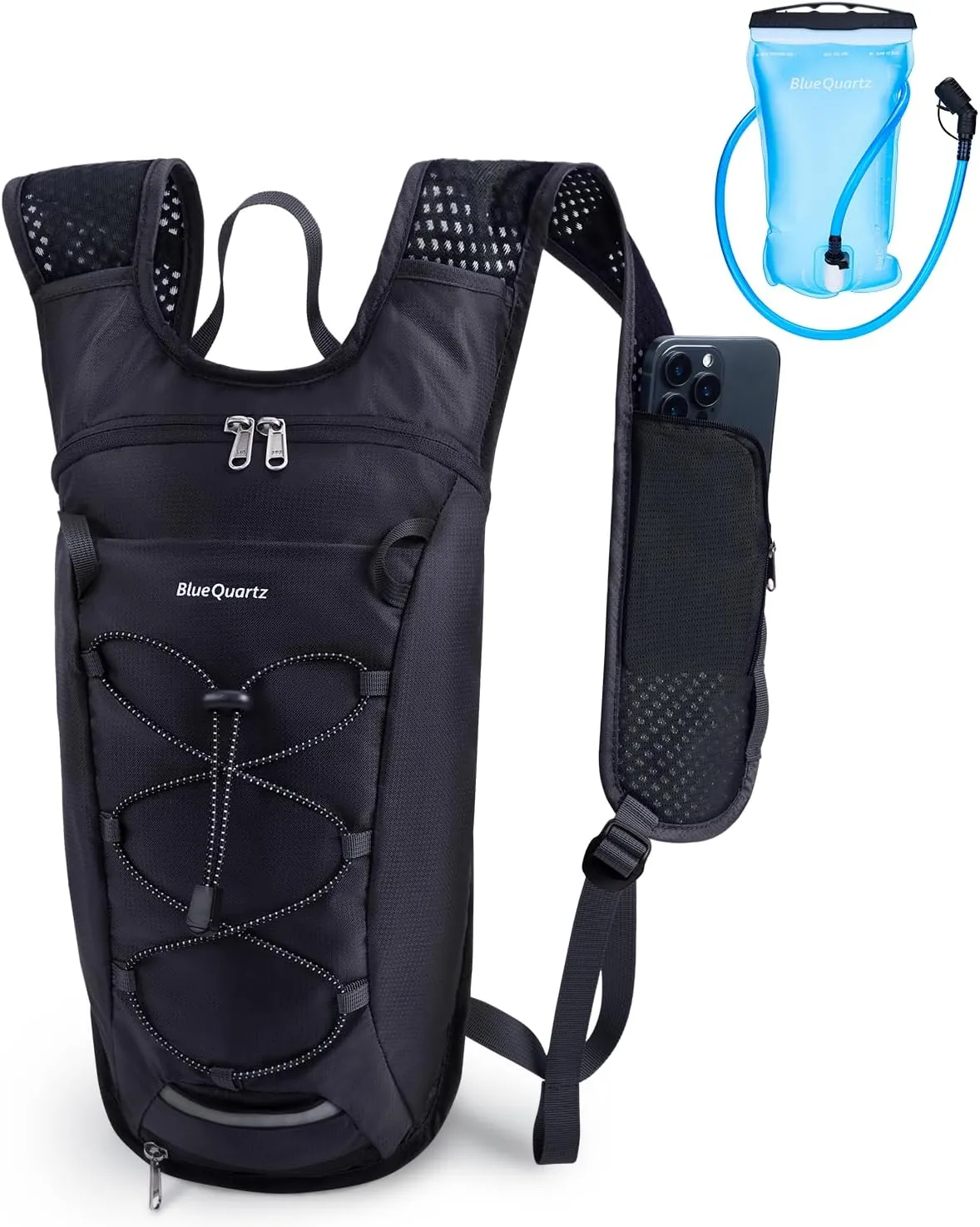 Hydration Backpack with 2L Water Bladder, Hiking Water Backpack for Women Men, Lightweight Cycling Daypack with Phone Pocket & Helmet Net Bag, Hydration Pack for Biking, Running, Skiing