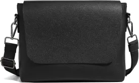 I IHAYNER Leather Flap Messenger Bag for Men Black Small Crossbody Bag Classic Shoulder Bag