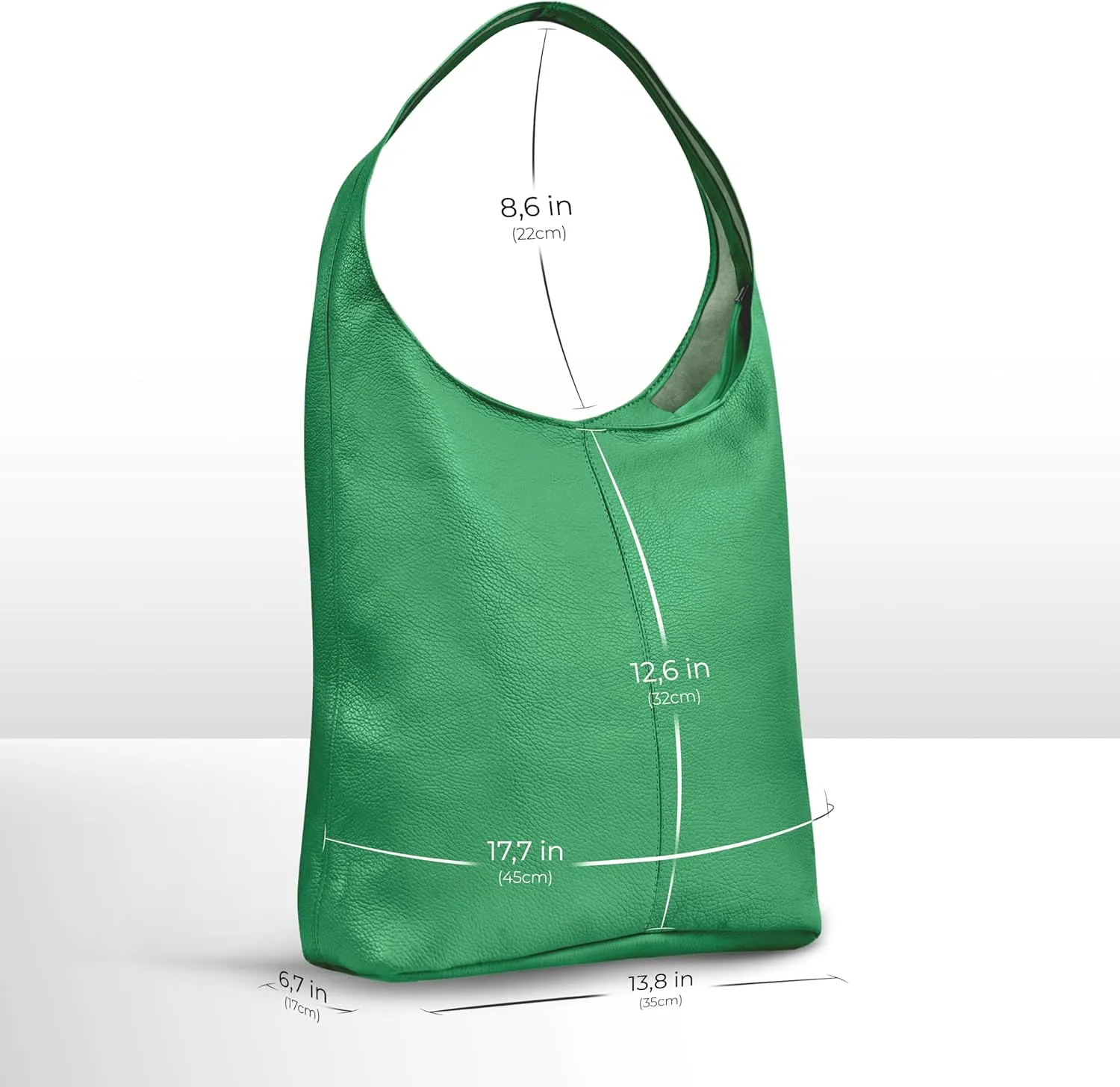 Italian Genuine Calf Leather Hobo Bag for Women with Zipper | Large Soft Slouchy Unlined Shoulder Handbag Tote Bucket Purse