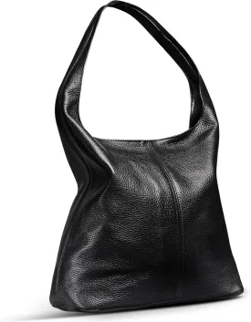 Italian Genuine Calf Leather Hobo Bag for Women with Zipper | Large Soft Slouchy Unlined Shoulder Handbag Tote Bucket Purse