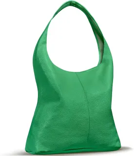 Italian Genuine Calf Leather Hobo Bag for Women with Zipper | Large Soft Slouchy Unlined Shoulder Handbag Tote Bucket Purse