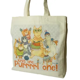 Knit One, Purrl One Canvas Tote