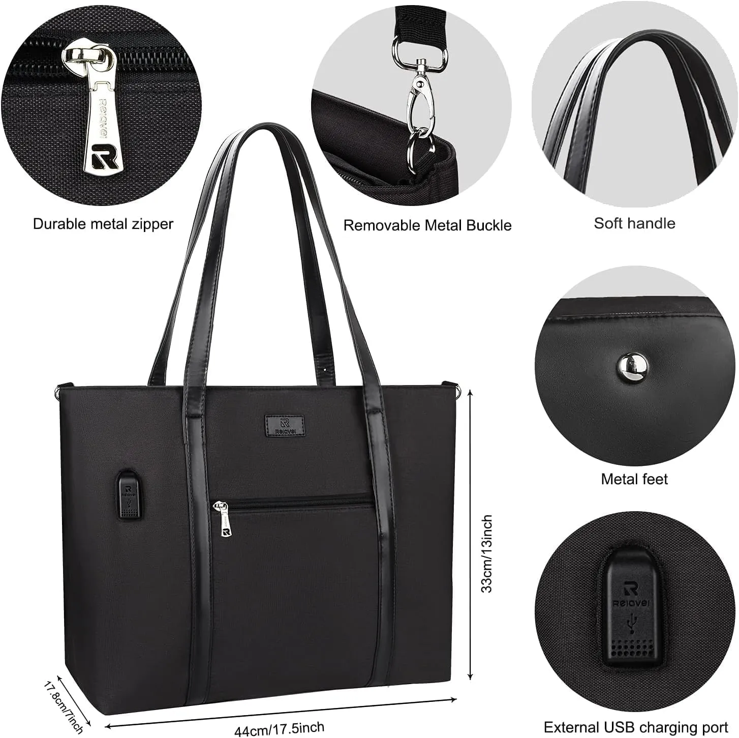 Laptop Tote Bag for Women 17.3 Inch Laptop Bag Large Teacher Tote Bag Waterproof Nylon Work Bag with Wristlet Wallet Computer Tote Bag Handbag Satchel Shoulder Bag (2pcs)
