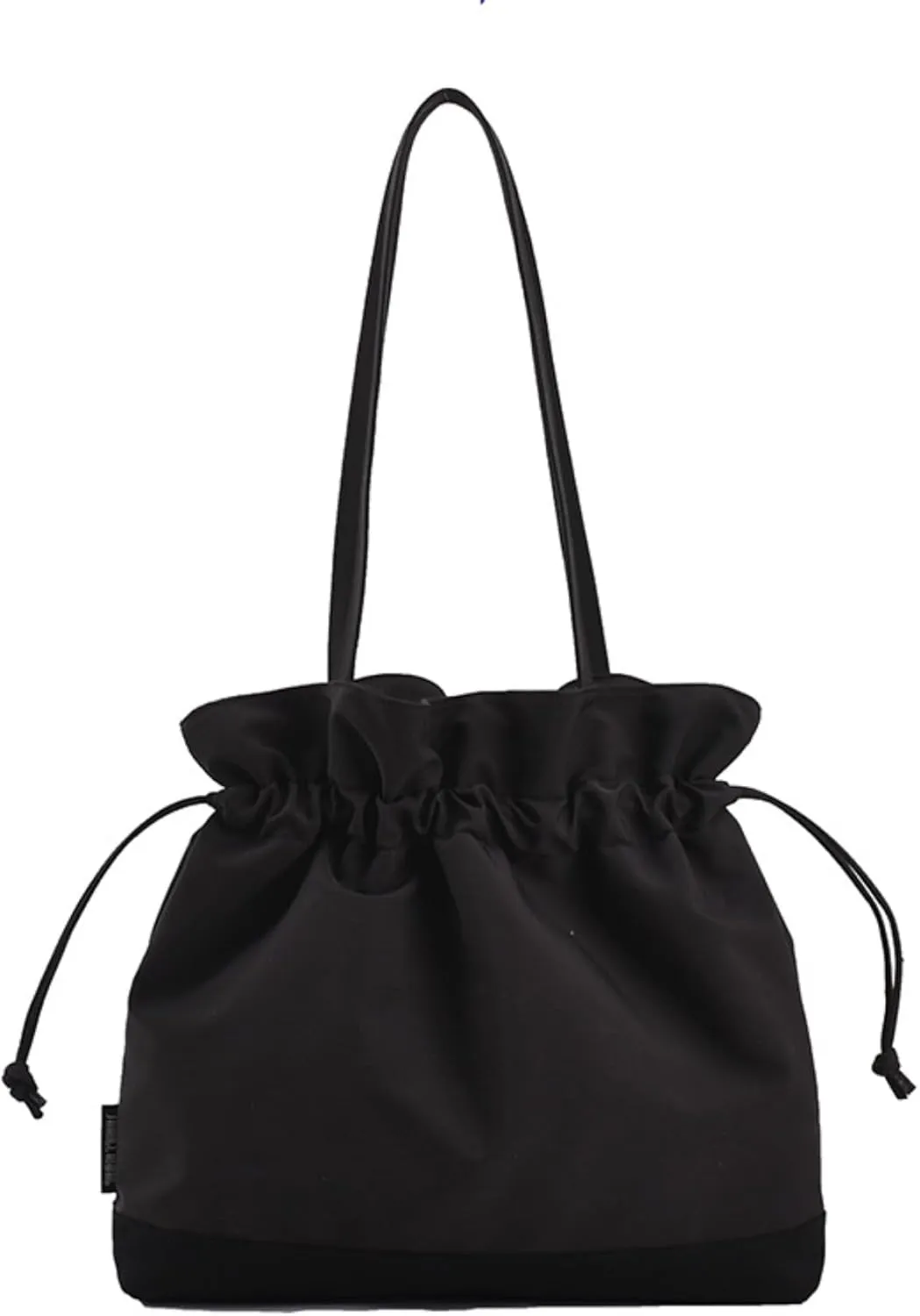 Large Drawstring Canvas Shoulder Bag for Women Bucket Canvas Tote Bag Canvas Handbag Purse for Daily Use (White)