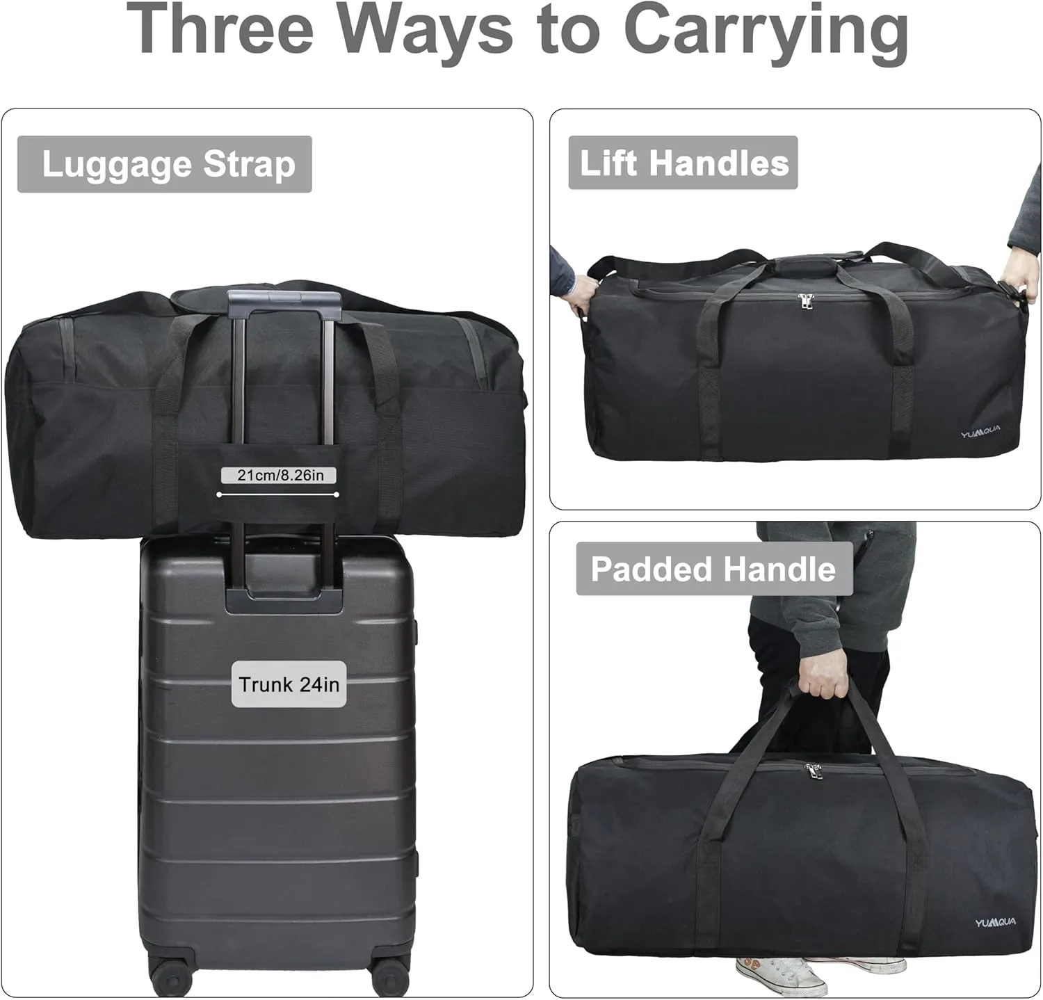 Large Duffle Bag 100L, Travel Duffel Bag for Men, Water & Tear Resistant Travel Bag, Extra Large Moving Bags Women Weekender Bag Overnight for Sports Travel Essentials, Camping Gear Storage (Black)