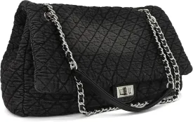 Large Quilted Denim Purse, Oversize Shoulder Bags for Women, Carry-all Crossbody Flap Hobo Tote Bag, Chain Strap Jean Purse