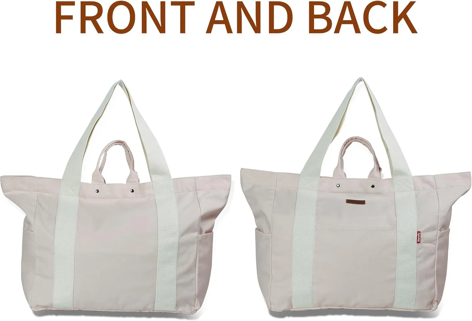 Large Tote Bag, Everything Bag, Heavy Duty Canvas, Full-Size Zipper, Reusable, Suitable for DIY, Natural Cotton.