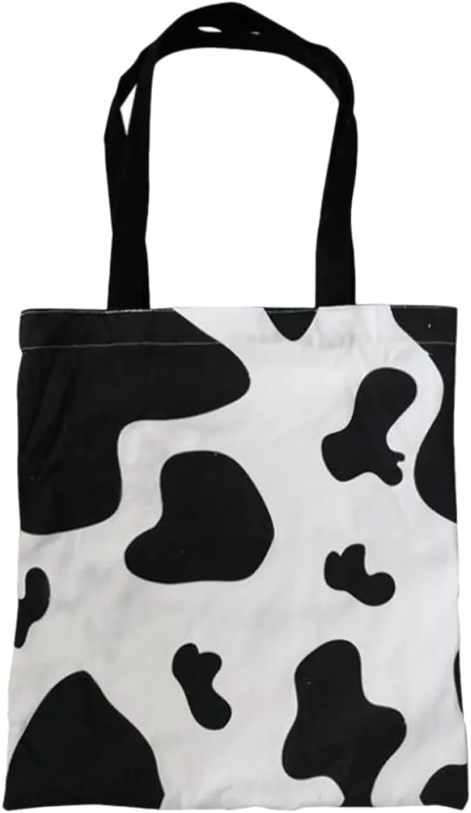LIFKOME Milk Canvas Shopping Bag Tote Pouch for Women Girls Students Lightweight Fashionable Dairy Large Space
