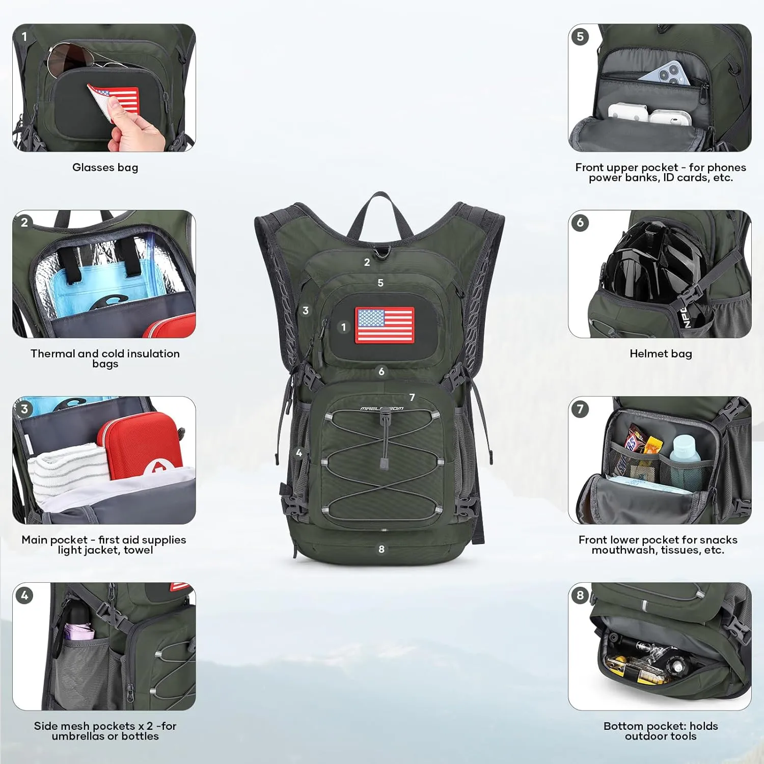 Maelstrom Hydration Backpack, Hiking Backpack with 2L/3L Water Bladder, High Flow Bite Valve Water Backpack Lightweight