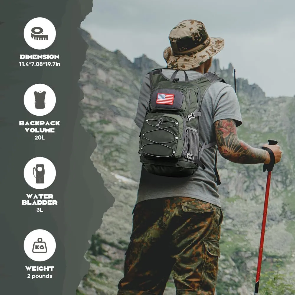Maelstrom Hydration Backpack, Hiking Backpack with 2L/3L Water Bladder, High Flow Bite Valve Water Backpack Lightweight