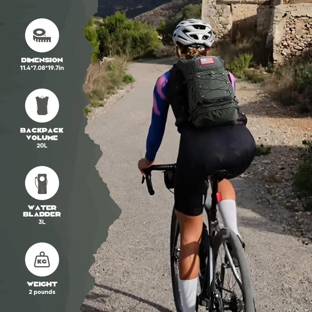 Maelstrom Hydration Backpack, Hiking Backpack with 2L/3L Water Bladder, High Flow Bite Valve Water Backpack Lightweight