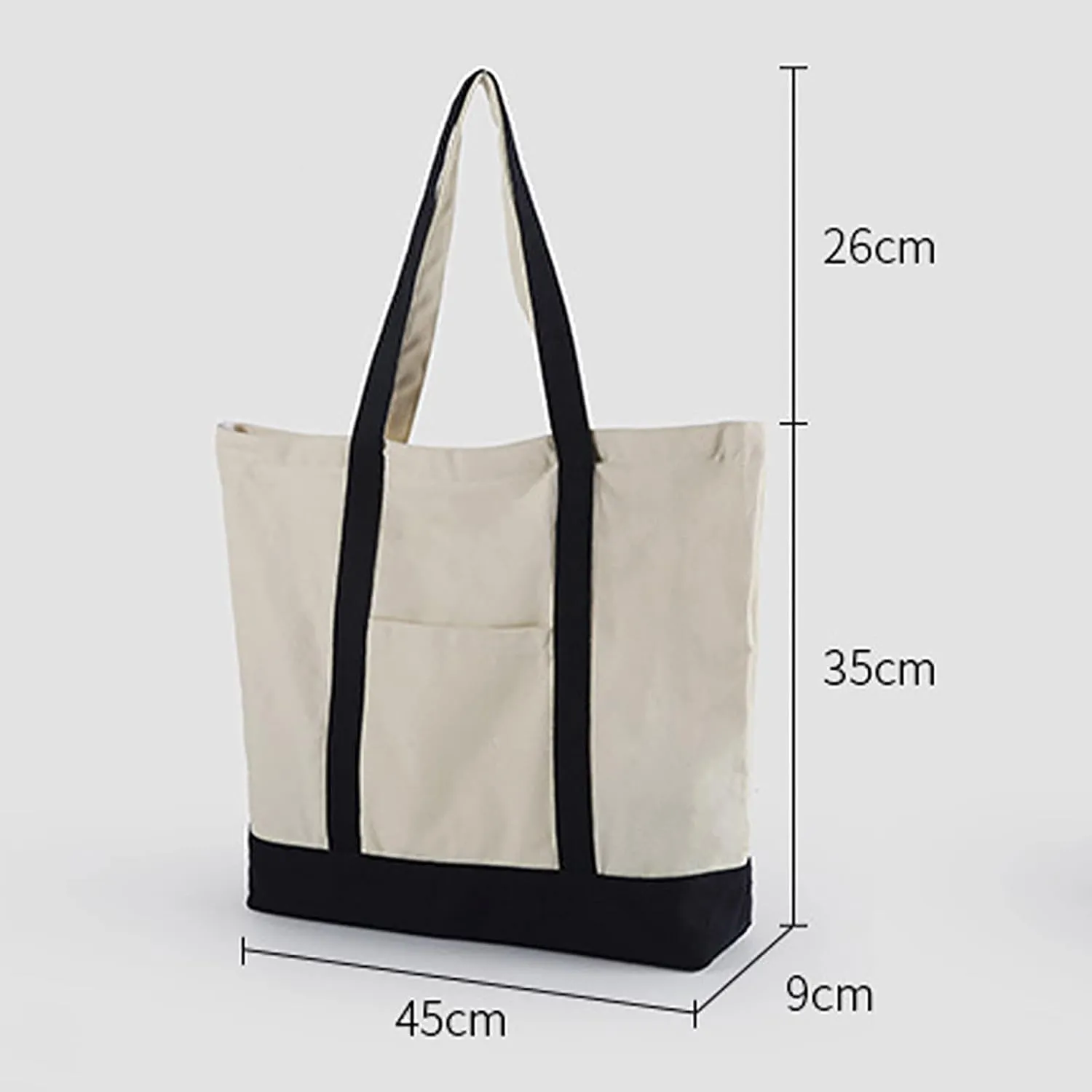 Medium Supermarket Bag Large Capacity Zipper Portable Canvas Bag Shoulder Bags Men Women (One Size)