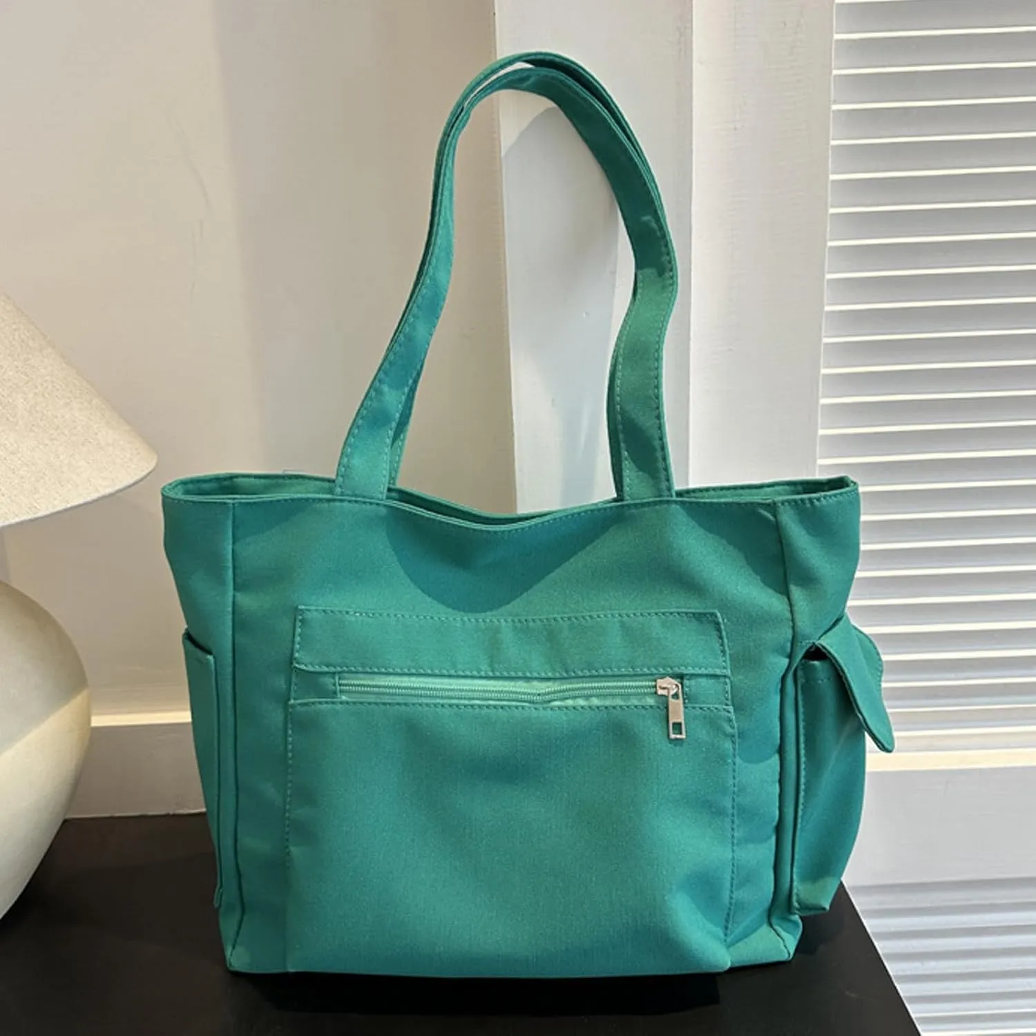 Medium Tote Bags for Women Fashion Versatile Satchel Purses with Multi Zipper Pocket Slouchy Bag for Women(Green)