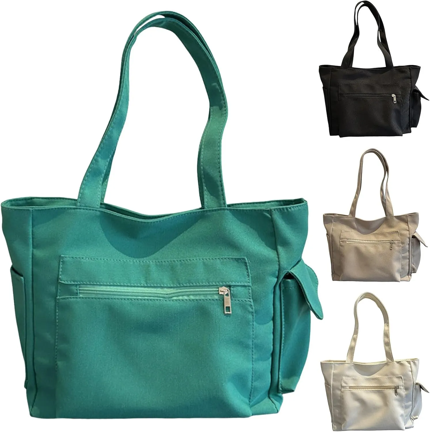 Medium Tote Bags for Women Fashion Versatile Satchel Purses with Multi Zipper Pocket Slouchy Bag for Women(Green)