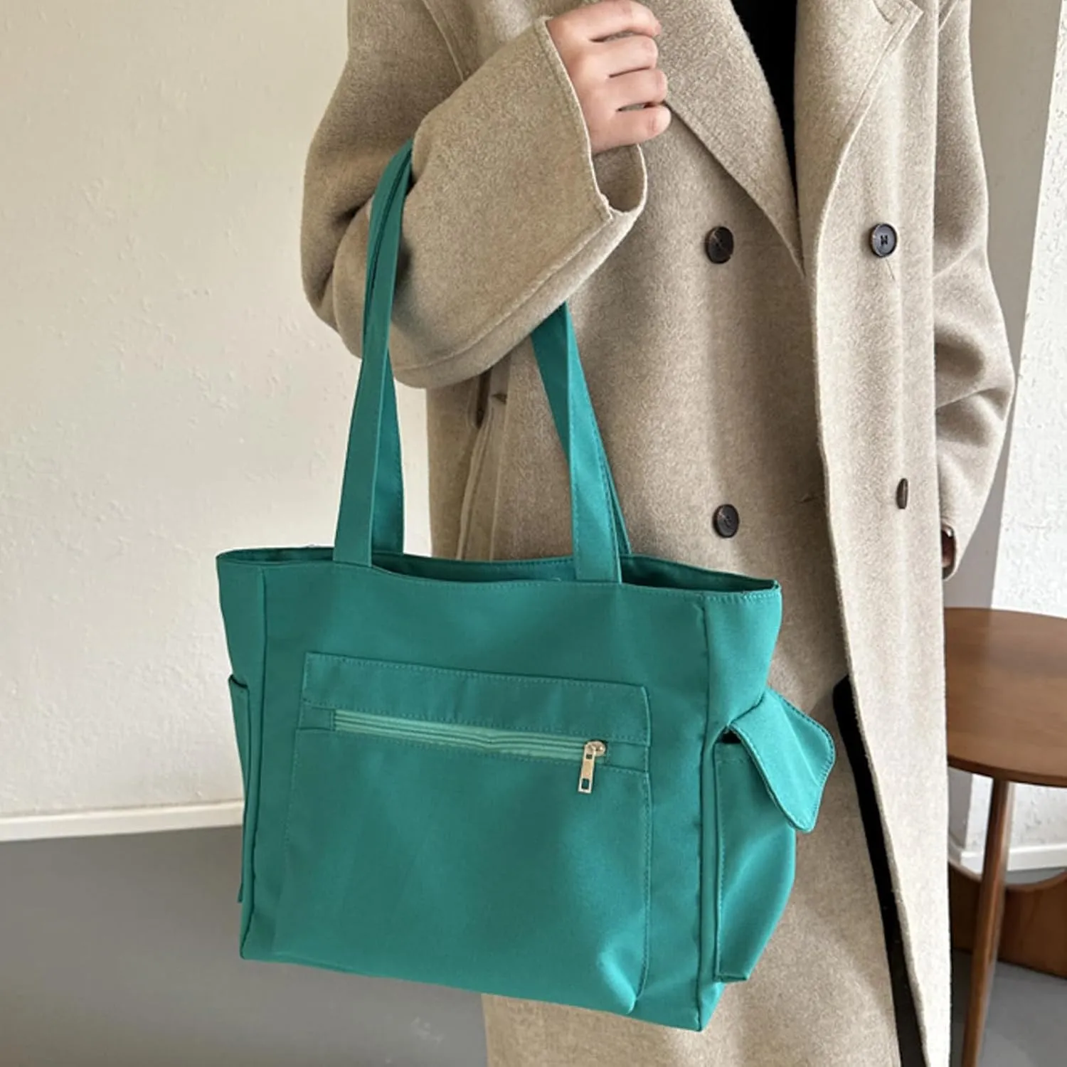 Medium Tote Bags for Women Fashion Versatile Satchel Purses with Multi Zipper Pocket Slouchy Bag for Women(Green)