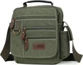 Mens bag Canvas Shoulder Bag Small Messenger Crossbody Bag Work Bag Vintage Multi-function