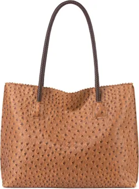 Milan Chiva Tote Bag for Women with Zipper Large Ostrich Vegan Leather Shoulder Purses and Handbags