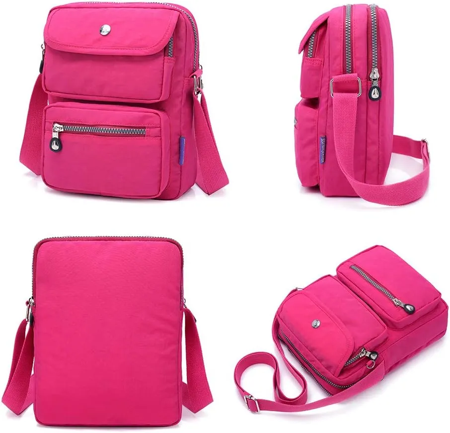 MINTEGRA Crossbody Bag for Women Multi Pockets Shoulder Messenger Purse Nylon Waterproof Cosmetic Bag