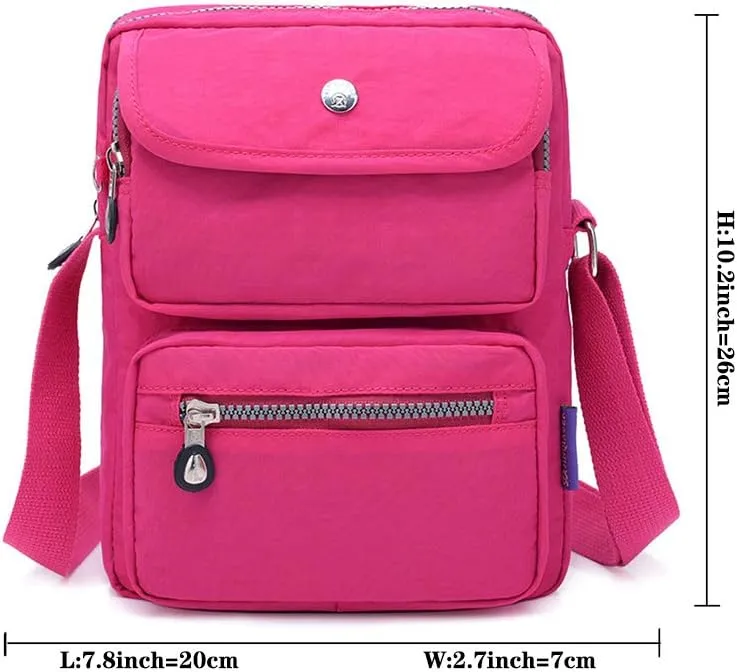 MINTEGRA Crossbody Bag for Women Multi Pockets Shoulder Messenger Purse Nylon Waterproof Cosmetic Bag