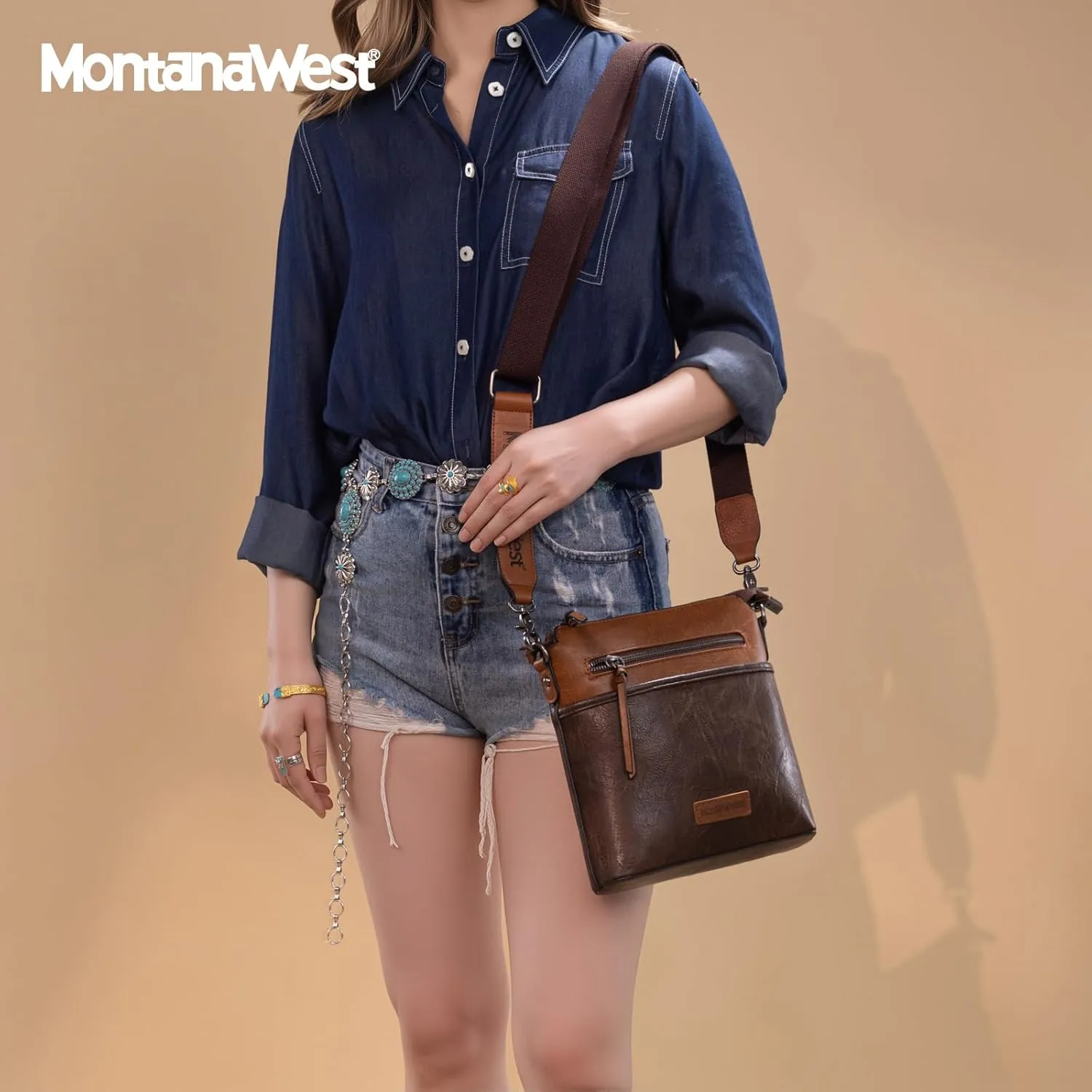 Montana West Crossbody Bag for Women Multi Pocket Cross Body Bag Purses with Guitar Strap