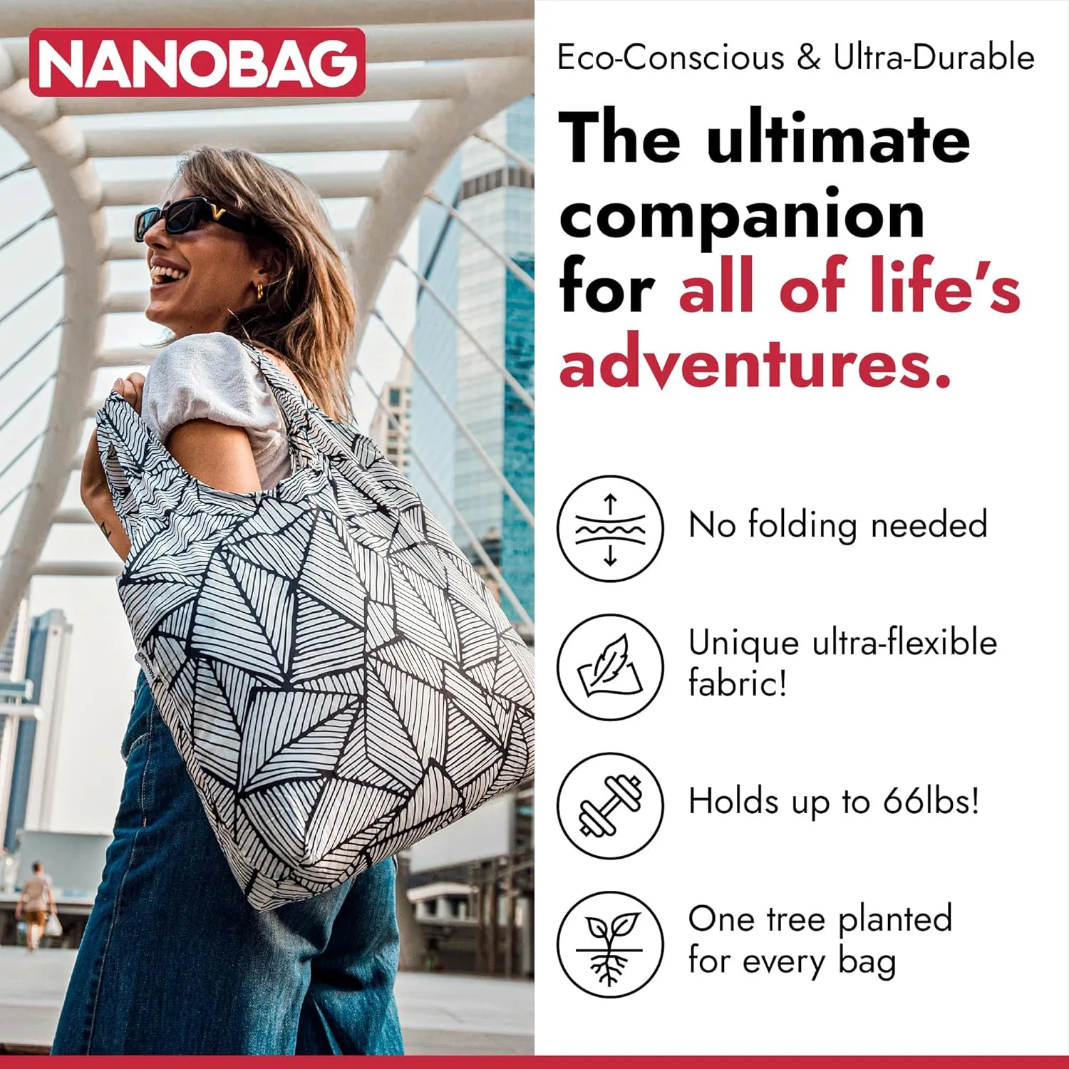 Nanobag Ultra-Lightweight XL Tote Bag | Perfect for Travel, Shopping & Daily Use | Reusable - Tiny - Eco-Friendly (XL, Navy)
